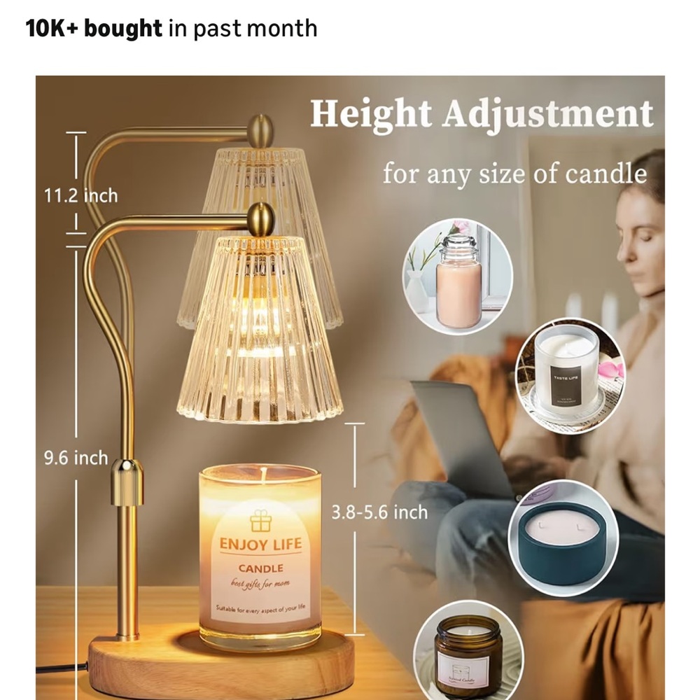 Adjustable Gold Candle Warmer Lamp